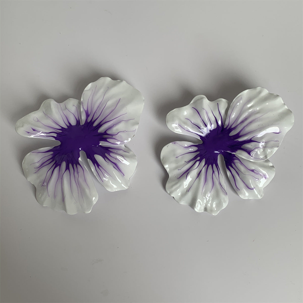 Enamel Drop Oil Glaze Big Flower Stud Earrings