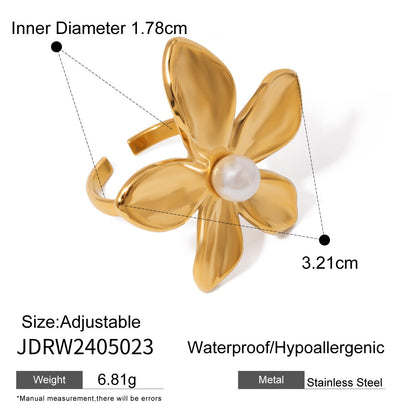 18K Gold Stainless Steel Flowers Ring