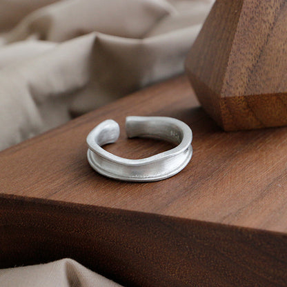 S925 Silver Irregular Bump Matte Brushed Ring