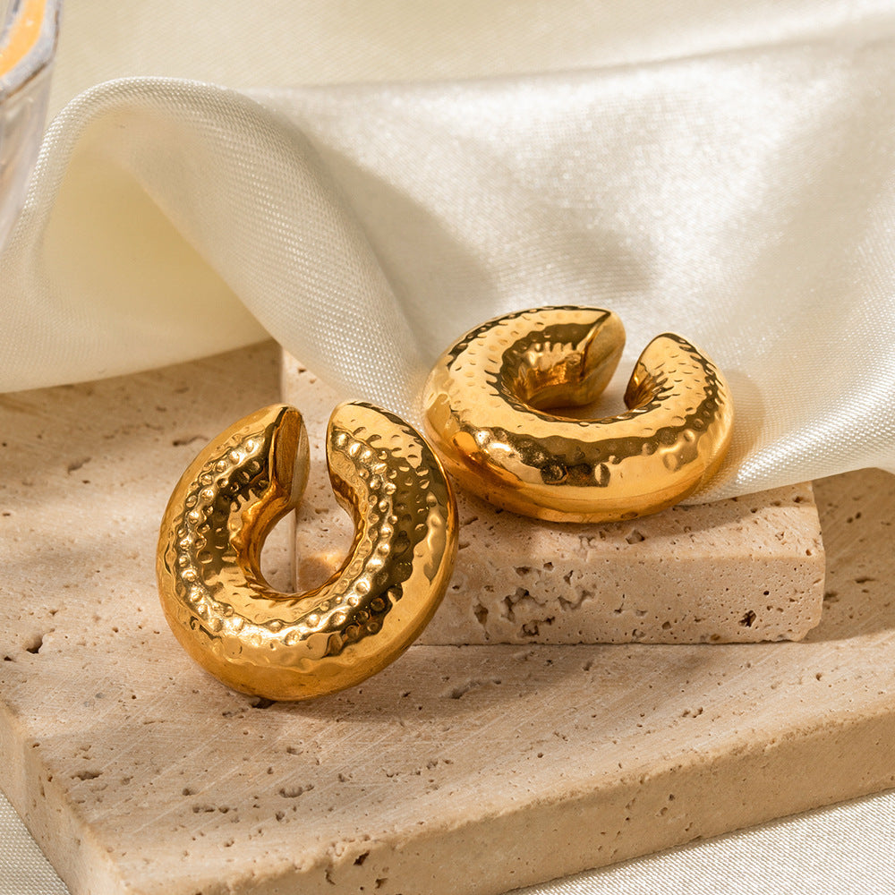 Stainless Steel Coarse Grain Cylindrical Earrings