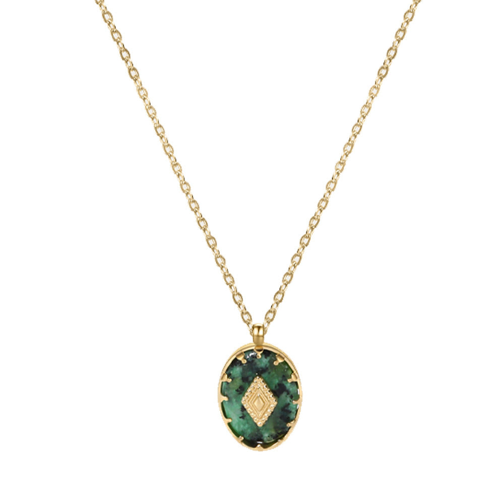 18k Gold Titanium Steel Natural Stone Necklace