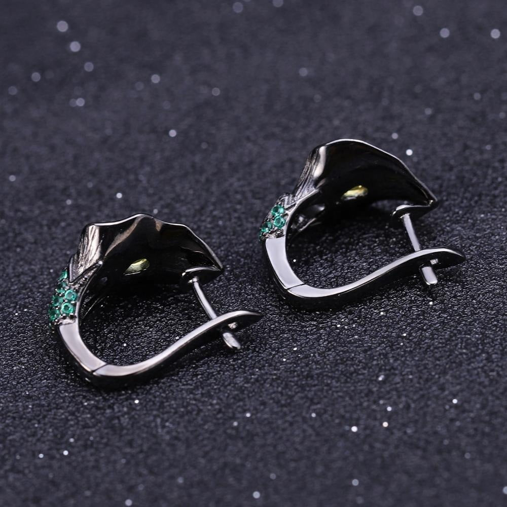 925 Silver Vintage Jewelry Peridot Pop Leaf Earrings