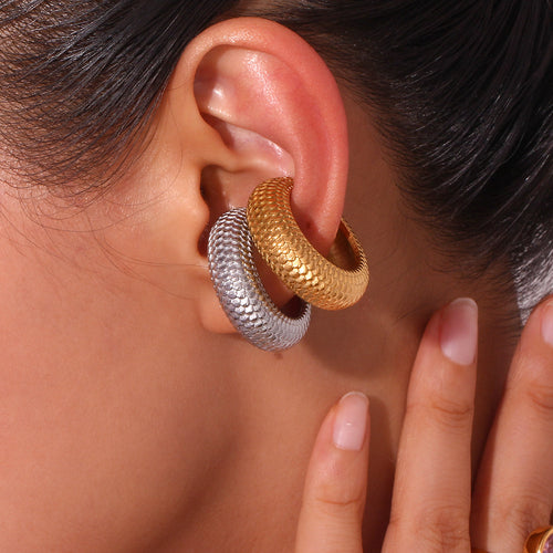 Boucles d'oreilles créoles en acier inoxydable plaqué or 18 carats