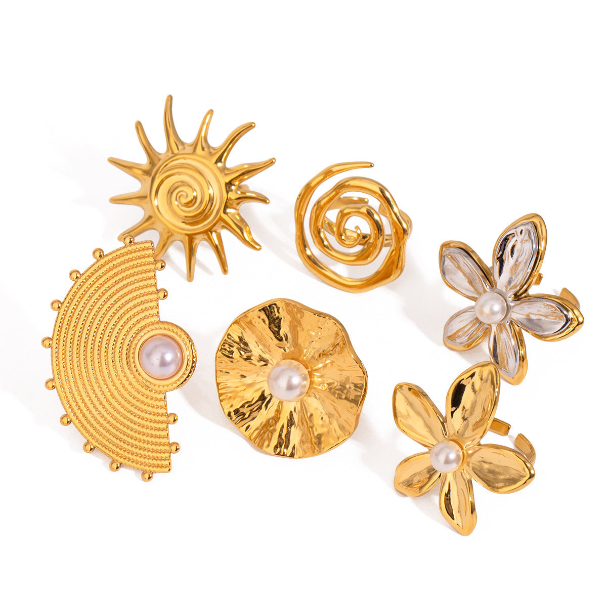 18K Gold Stainless Steel Flowers Ring