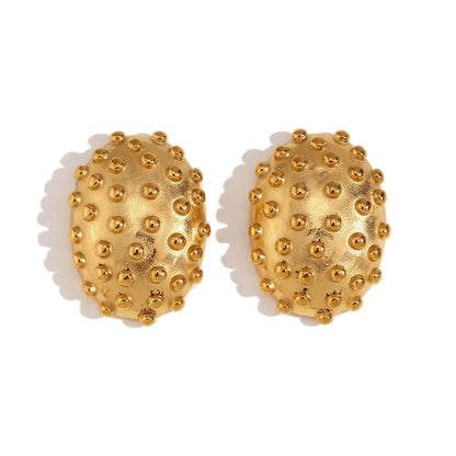 Earrings Stainless Steel 18K Gold Plating Oval Cactus Hedgehog Stud Earrings For Women