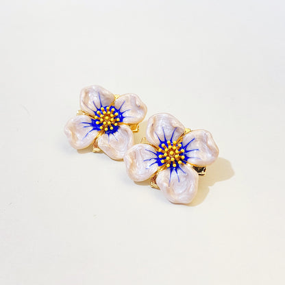 Beautiful Enamel Flower Stud Earrings