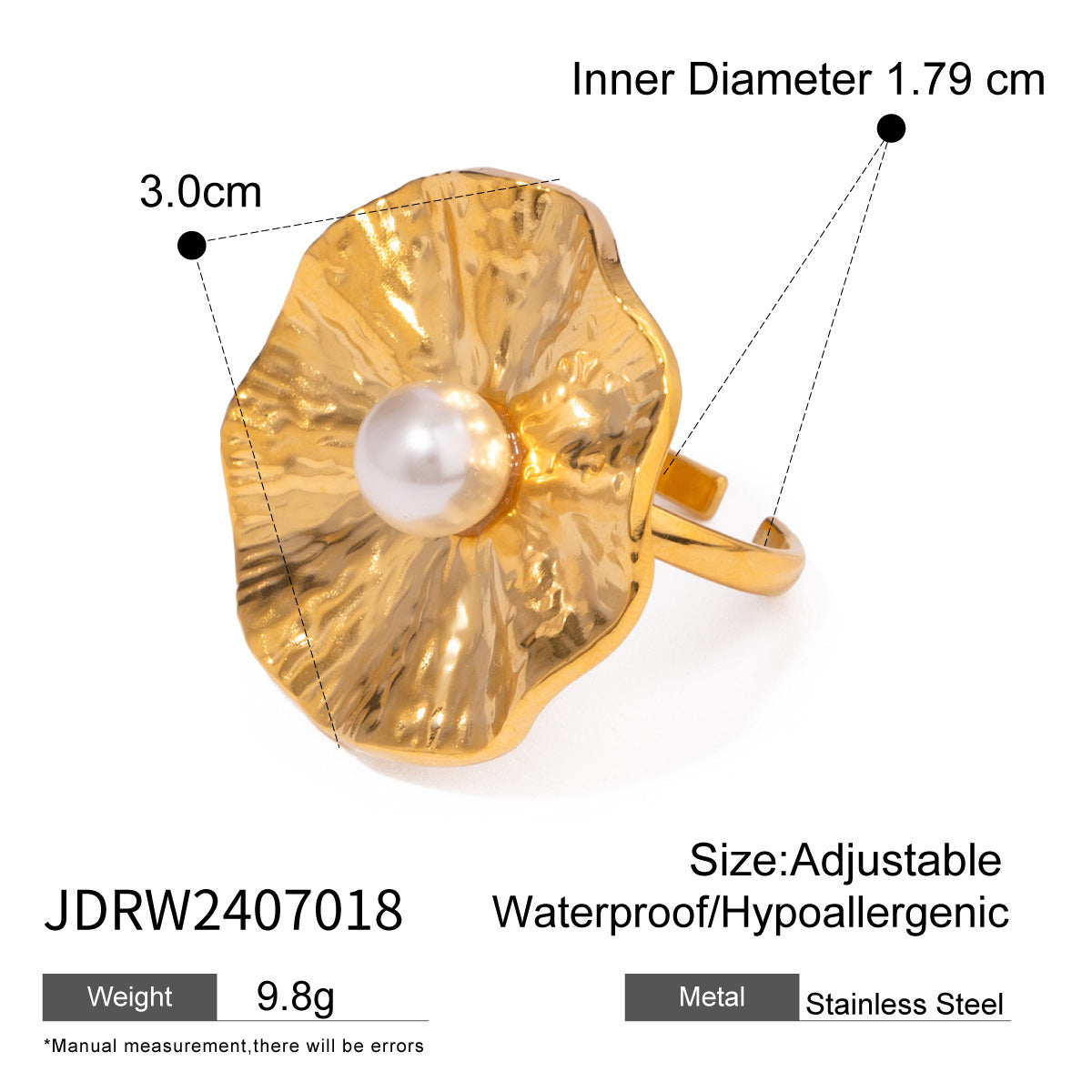 18K Gold Stainless Steel Flowers Ring