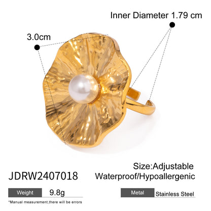 18K Gold Stainless Steel Flowers Ring