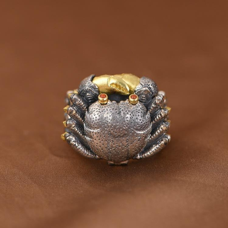 Sterling Silver Crab Ring S925 Silver Ring Retro