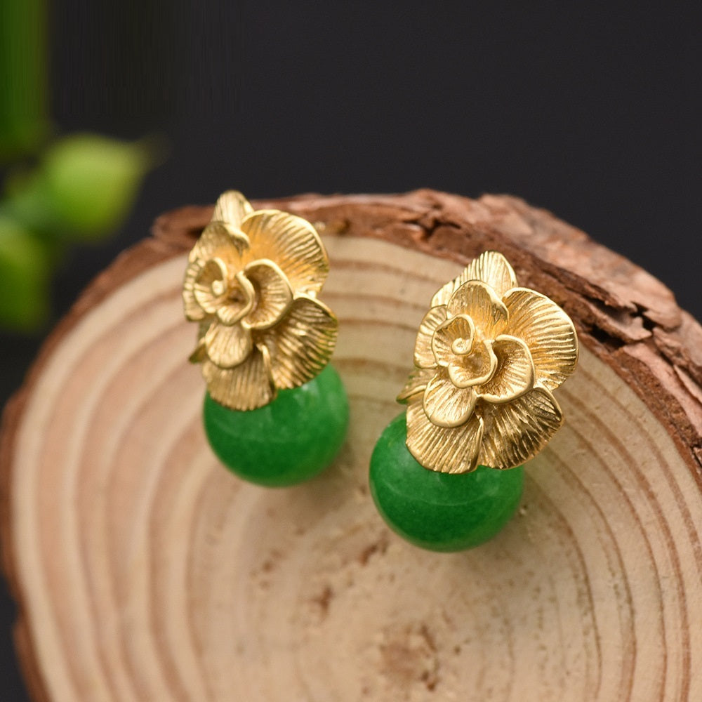 Pearl High-quality Jade European And American Retro Earrings