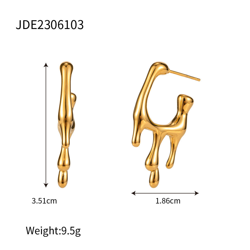 Boucles d'oreilles liquides en acier inoxydable or 18 carats