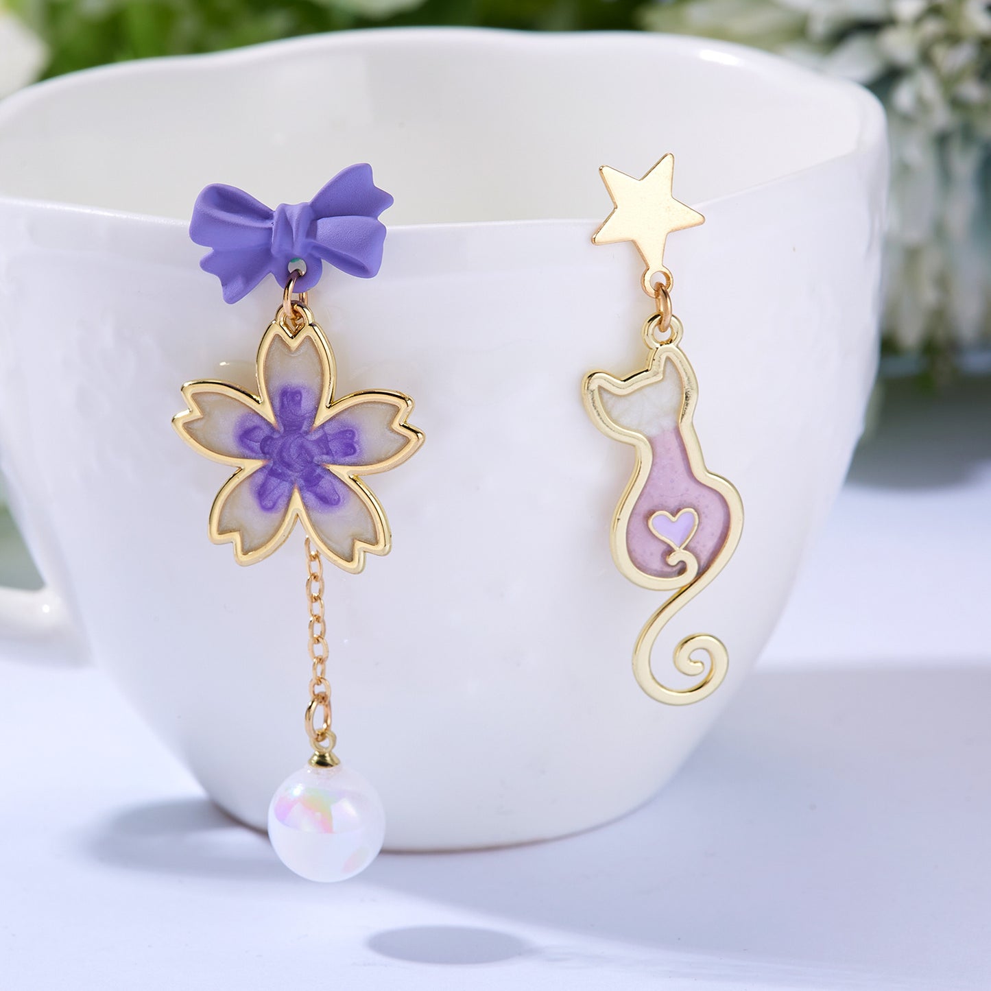 Fashion Cartoon Oil Asymmetric Earrings