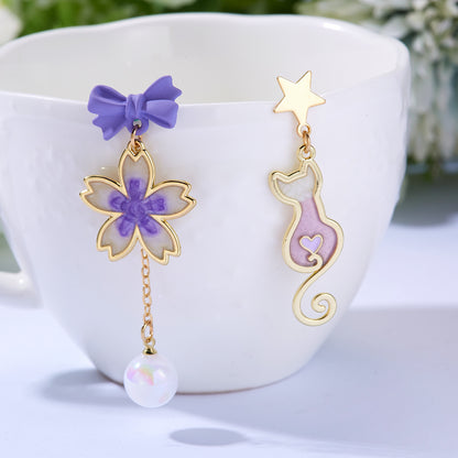 Fashion Cartoon Oil Asymmetric Earrings