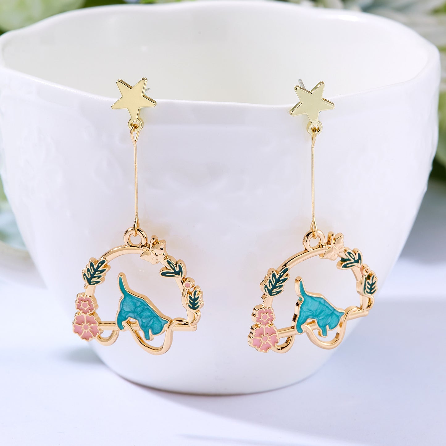 Fashion Cartoon Oil Asymmetric Earrings