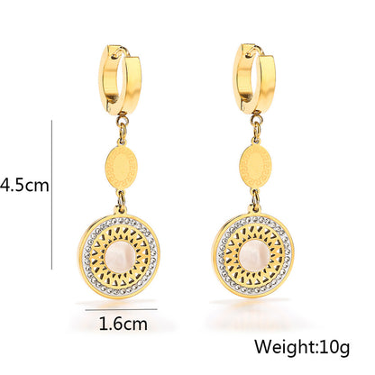 Women's Minority Fashion Zircon Geometric Pendant Titanium Steel Earrings