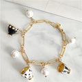 18k gold plated Hand painted Enamel Tea Cup Bracelet