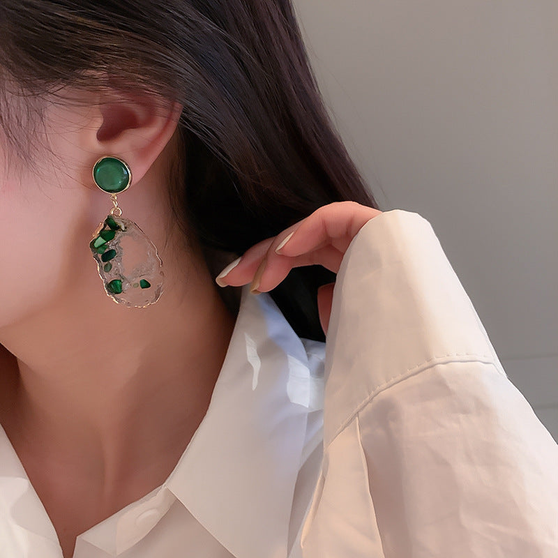 Irregular Cutout Earrings Fashion Vintage Emeralds