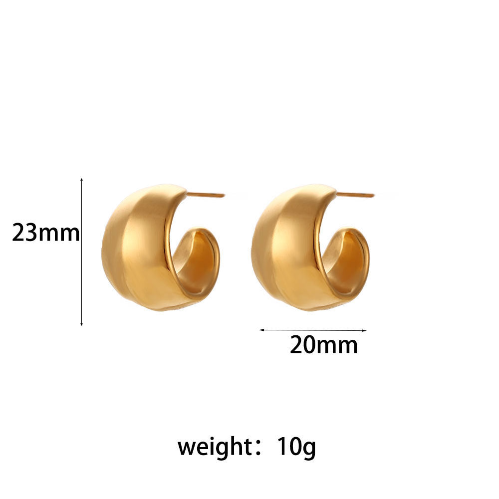 Boucles d'oreilles creuses découpées en acier inoxydable plaqué 18 carats 