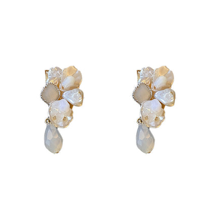 Boucles d'oreilles Silver Post baroques en perles de cristal et diamants