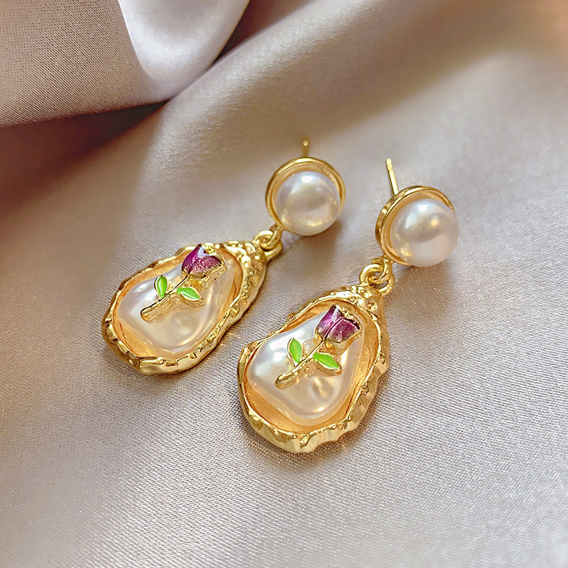 Boucles d'oreilles mode vintage en émail et huile