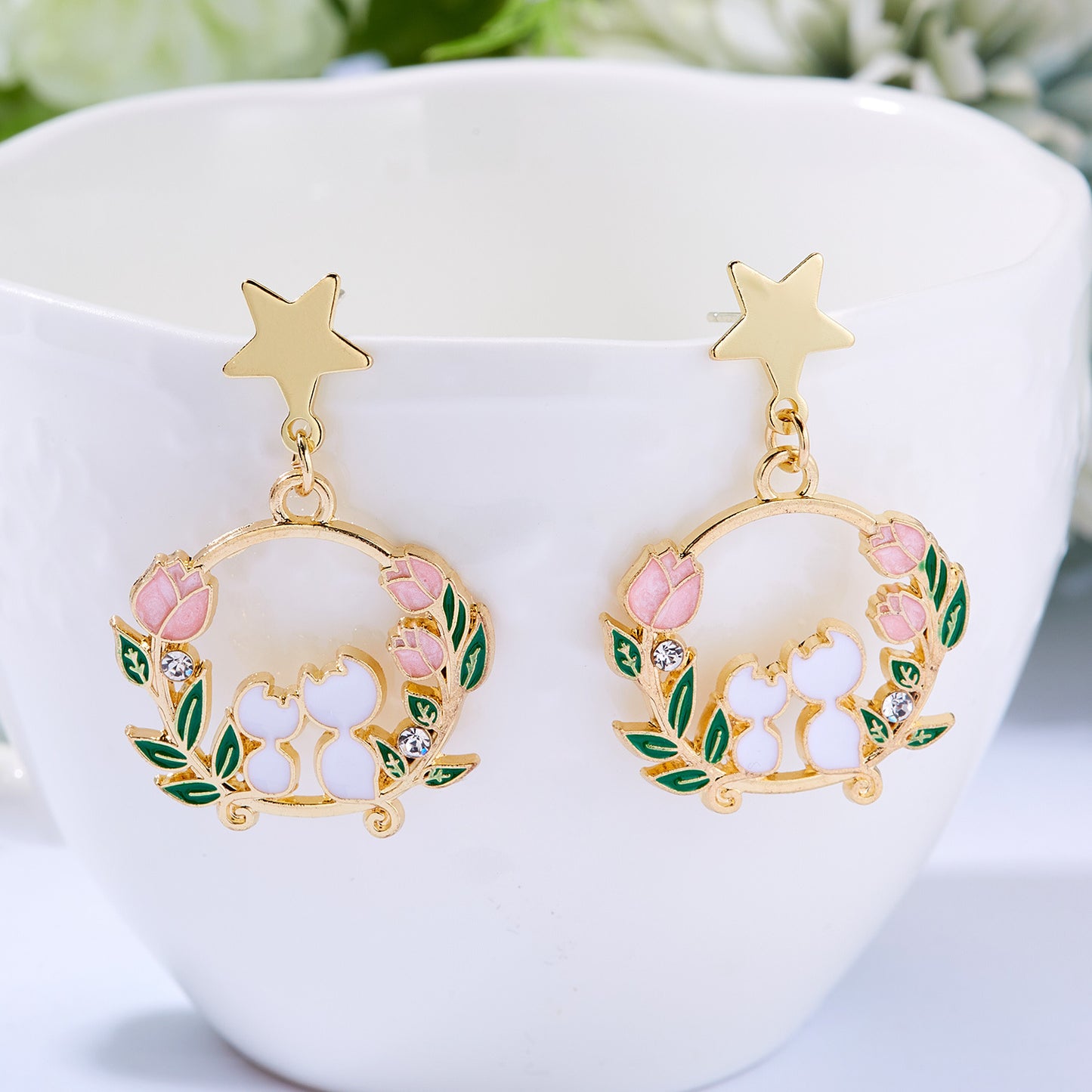 Fashion Cartoon Oil Asymmetric Earrings