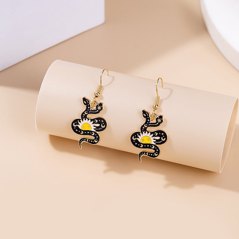 Dripping Oil Cartoon Animal Earrings Creative Cat