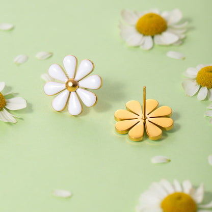 Summer 18K Gold Stainless Steel Flower Earrings