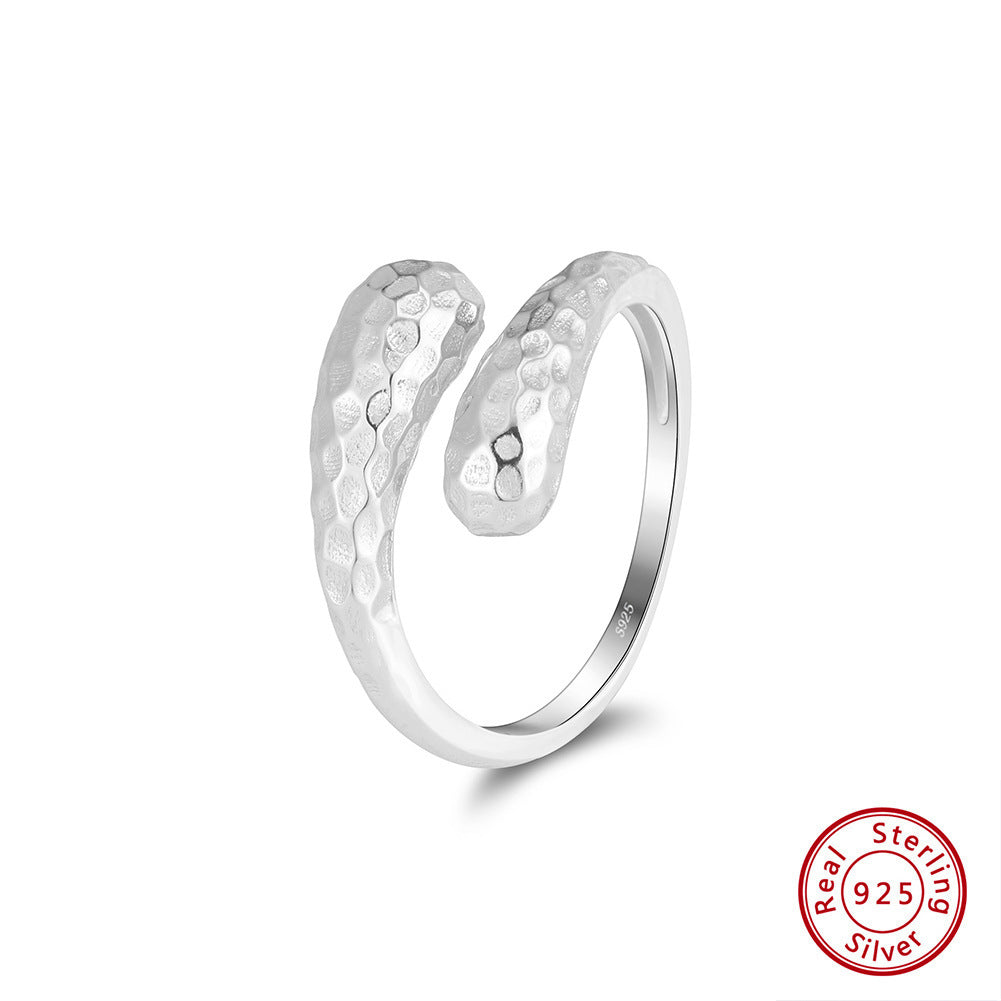 Hammered S925 Sterling Silver Open Ring