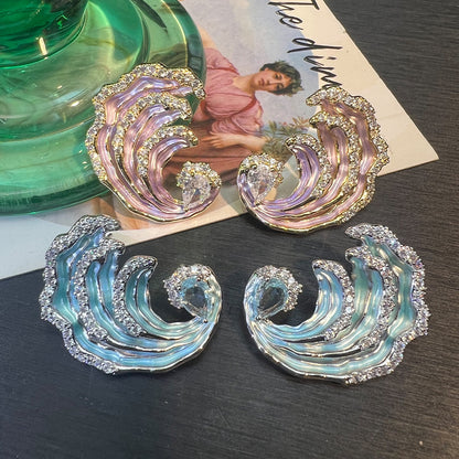 Delicate Sea Waves Enamel Earrings