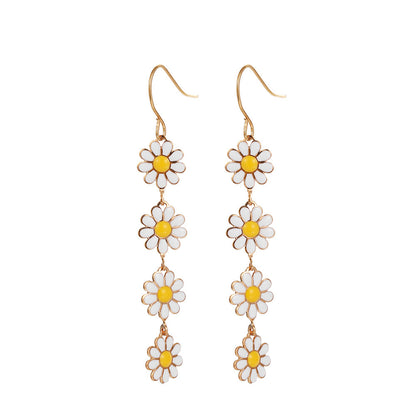 Sweet Idyllic Fresh Little Daisy Drop Oil Earrings For Women